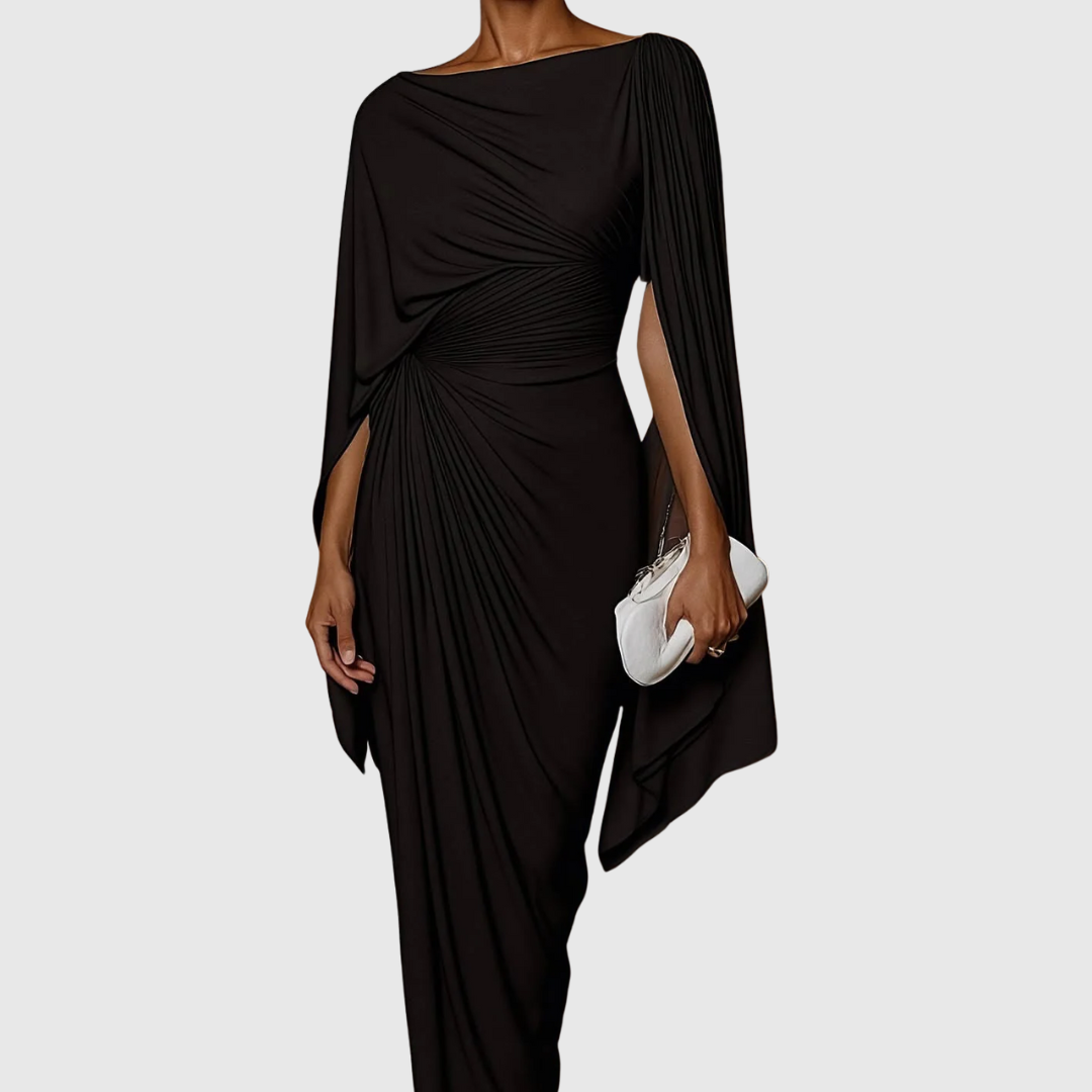 FIONA | Pleated Drape Maxi Dress