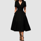 CELINA | Elegant Black A-Line Dress