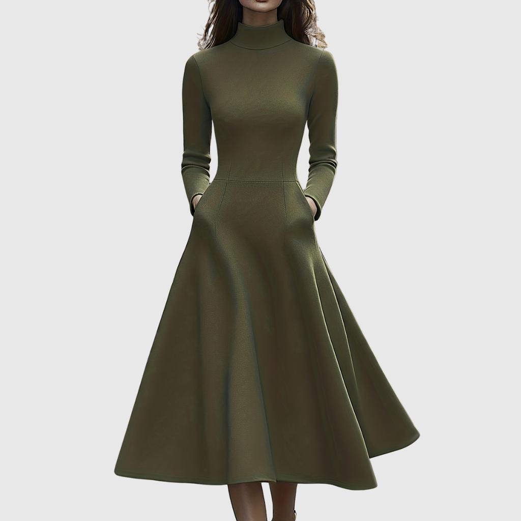 LILLIE | High Neck Long Sleeve A-Line Dress