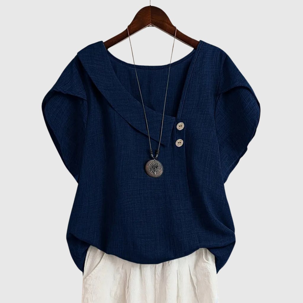 MARCELLINE | Asymmetrical Neckline Blouse