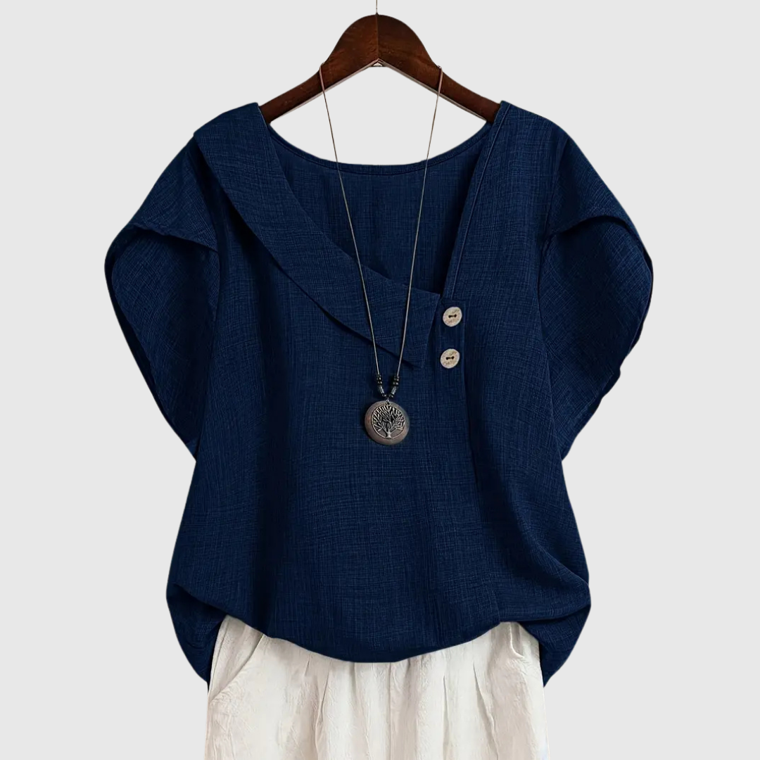 MARCELLINE | Asymmetrical Neckline Blouse