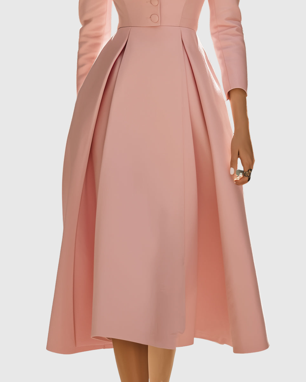 Elegant Pleated Blazer Midi Dress