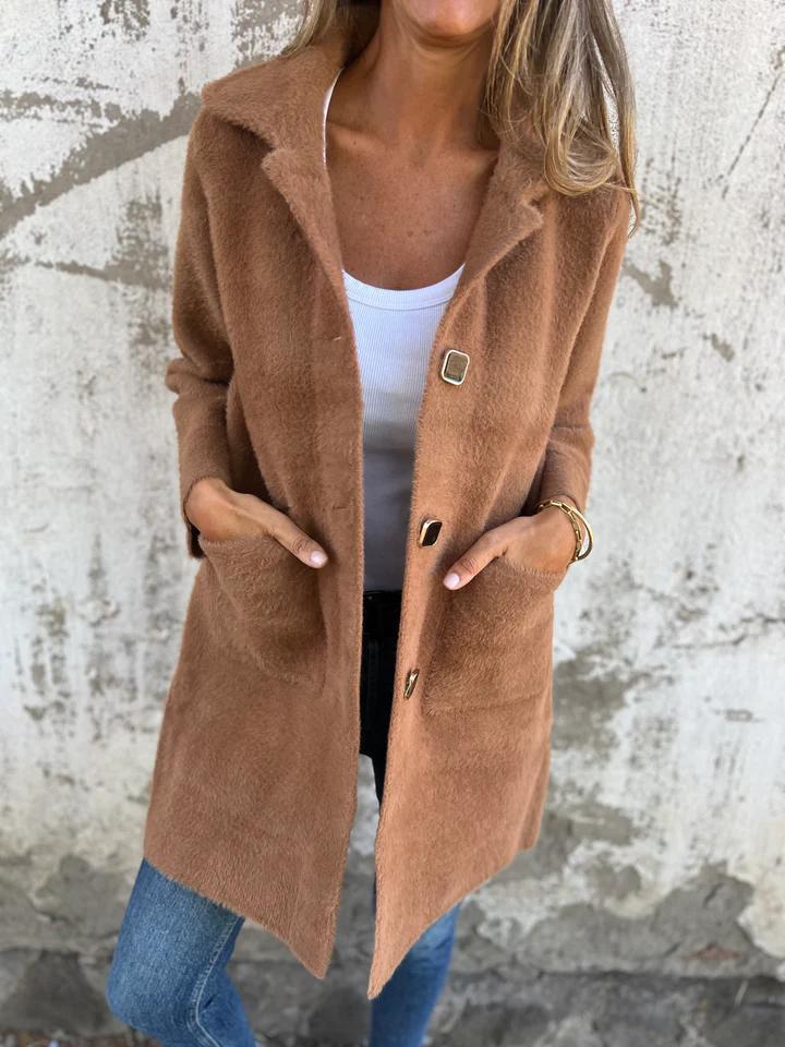 MORWENNA | Long Sleeve Button Coat With Pockets