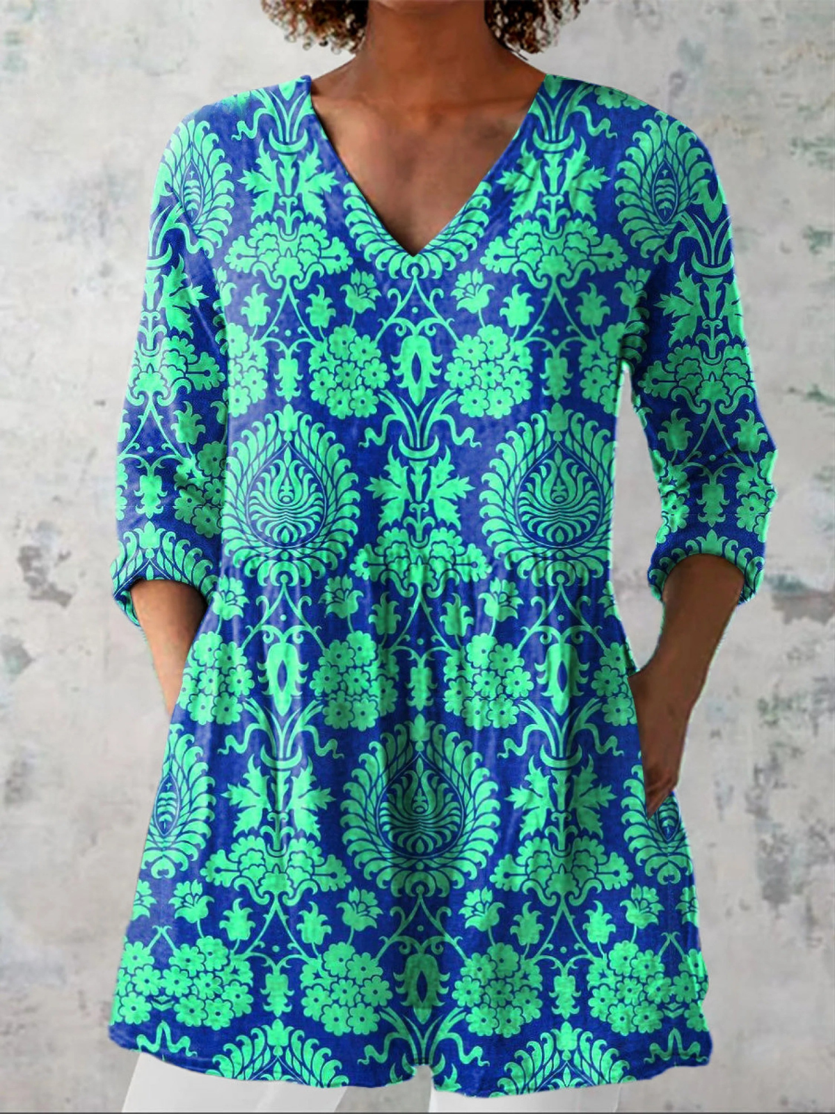 INES | Classic Long V-Neck Blouse