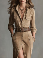 ALELIE | Women'S Brown Fashion Midi Dress