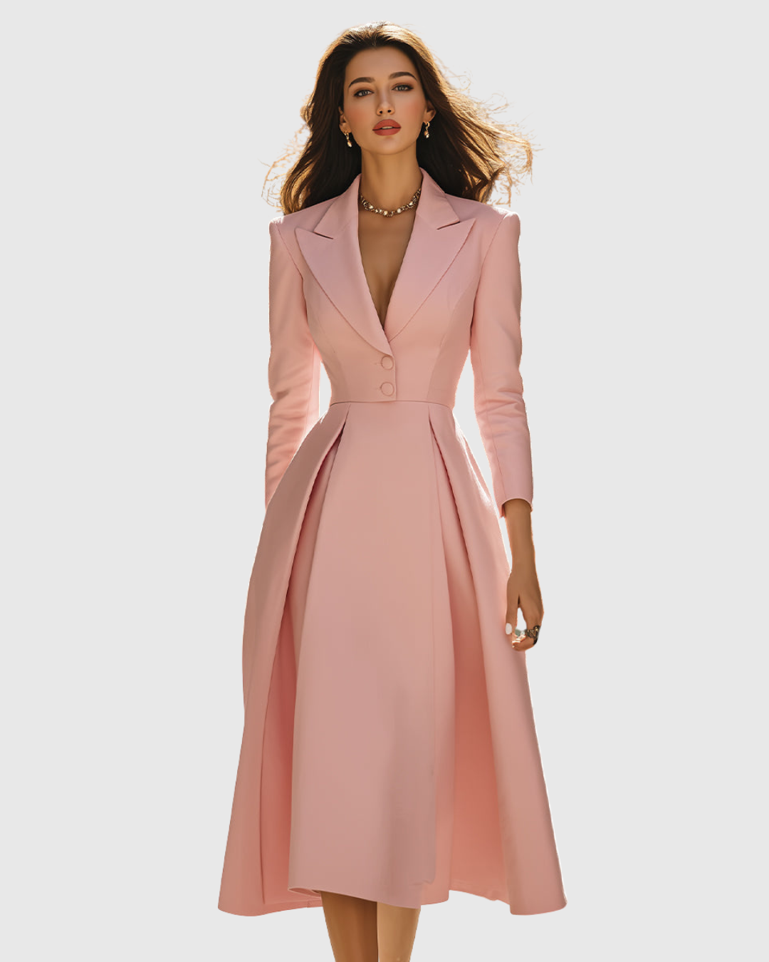 Elegant Pleated Blazer Midi Dress