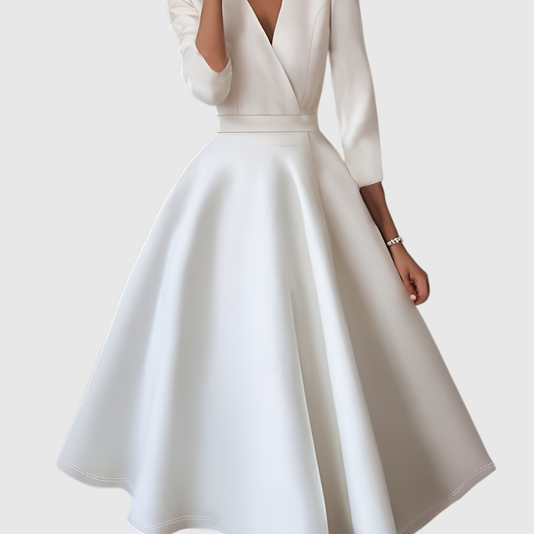 AVELIE | High-Waisted Slim-Fit Midi Dress With Fairy Charm