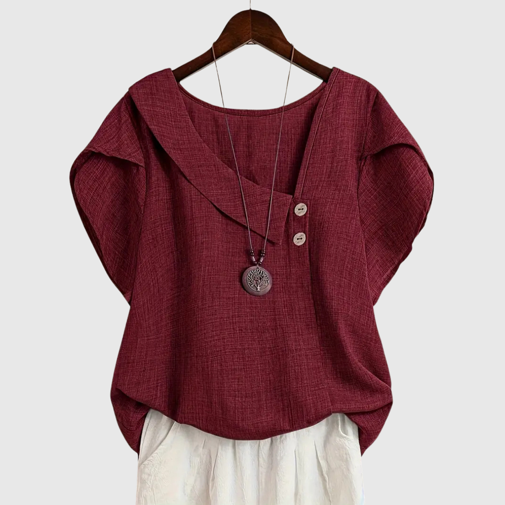 MARCELLINE | Asymmetrical Neckline Blouse