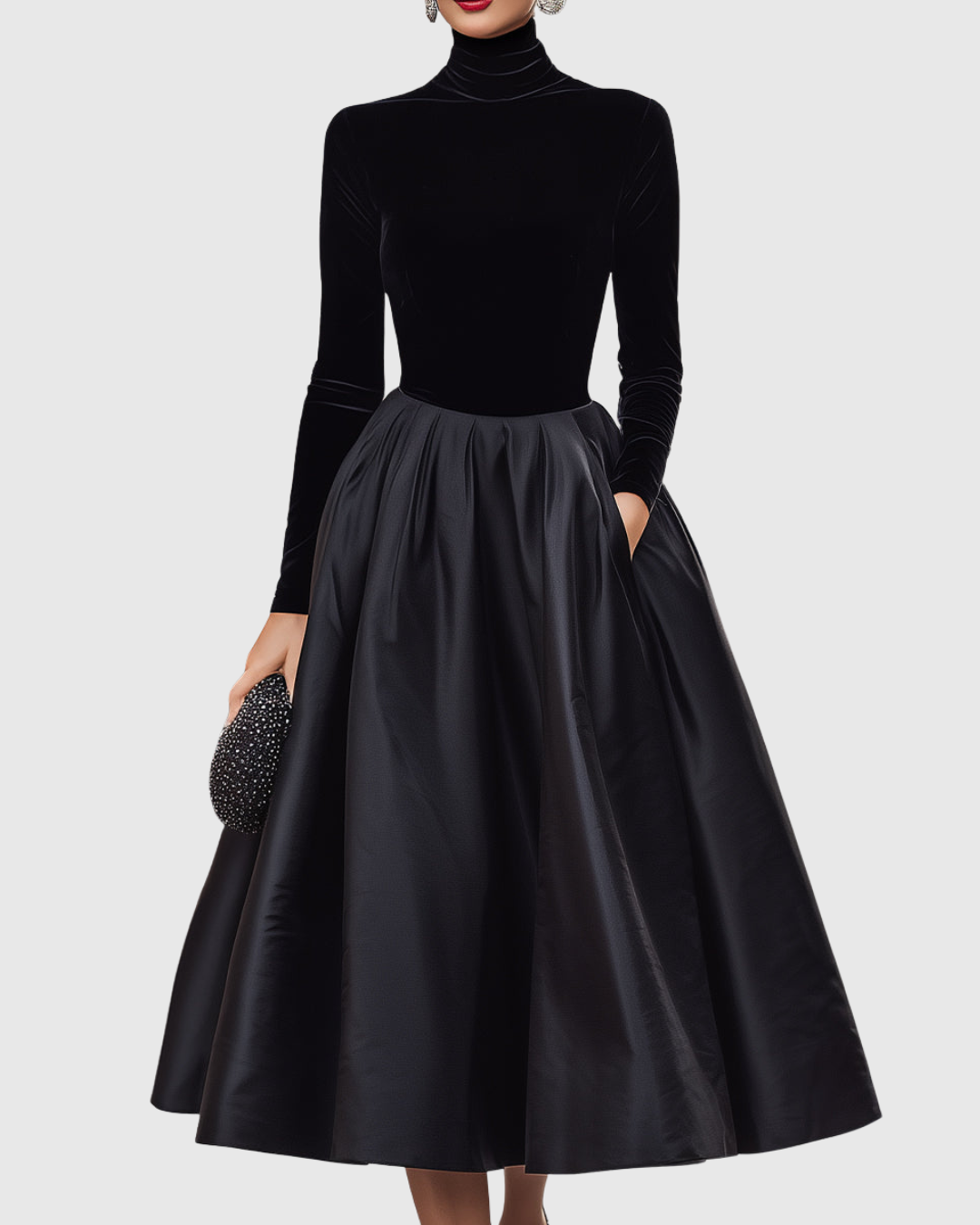 ARADIA | Elegant Black Midi Dress