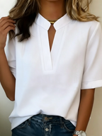 ELISE | Elegant Short Sleeve V-Neck Blouse