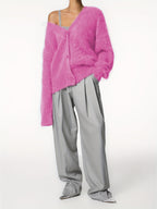 SERIAVI | V-Neck Light Gray Cardigan