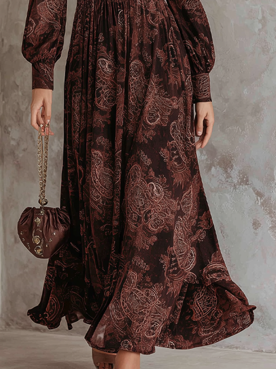 ELOISE | Paisley Zip-Waist Maxi Dress