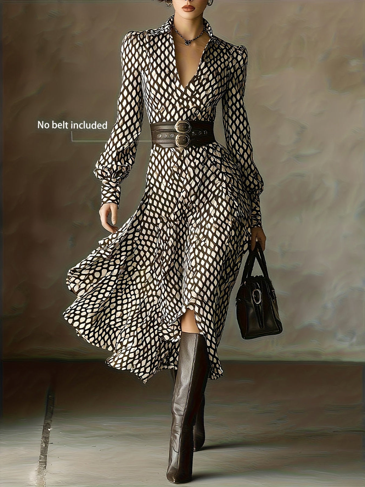 ZARA | Vintage Rhombus Print Dress
