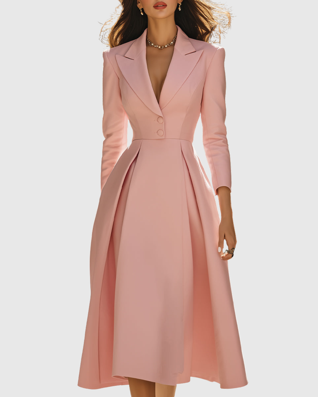Elegant Pleated Blazer Midi Dress