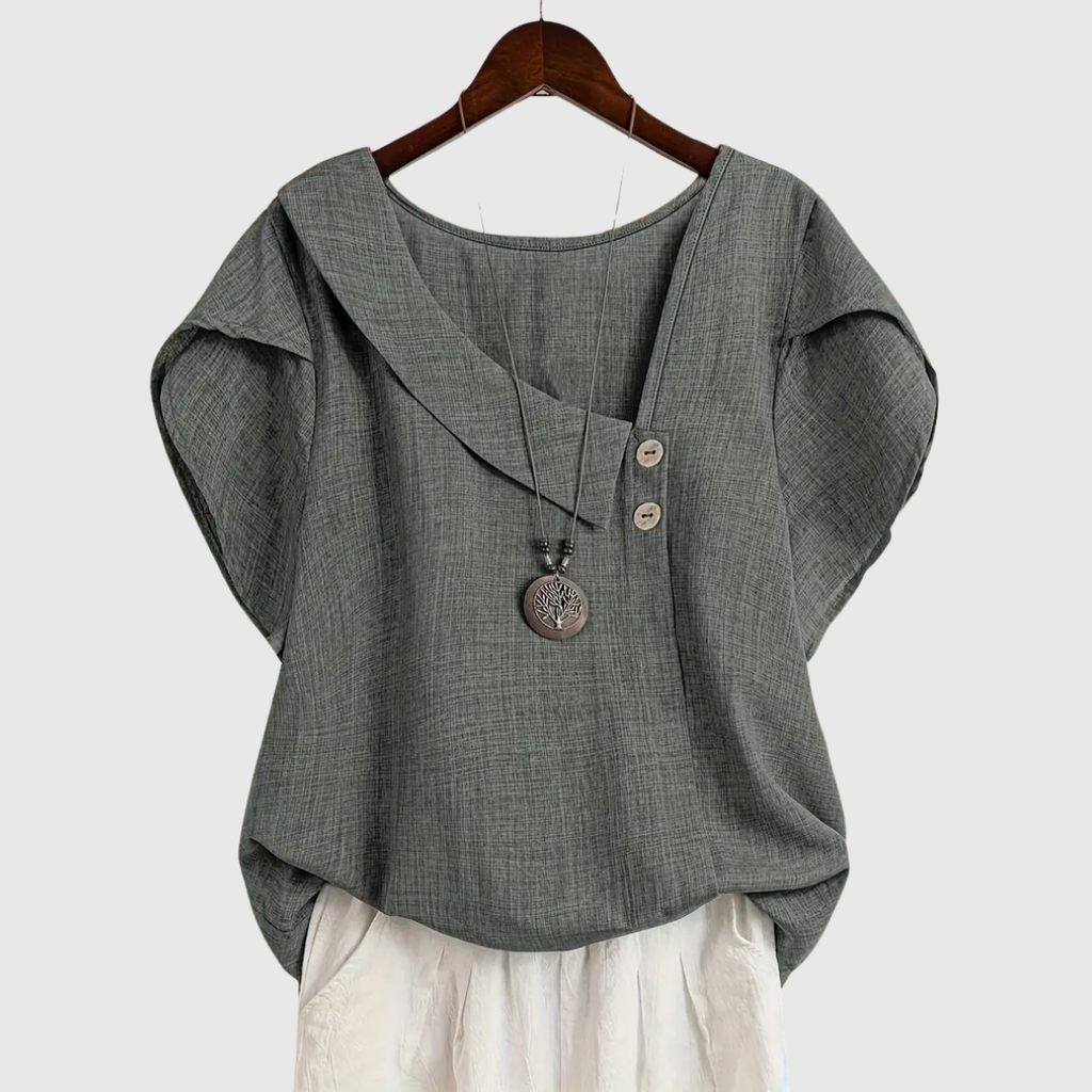 MARCELLINE | Asymmetrical Neckline Blouse