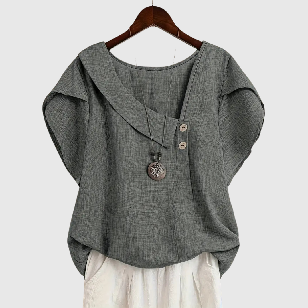 MARCELLINE | Asymmetrical Neckline Blouse
