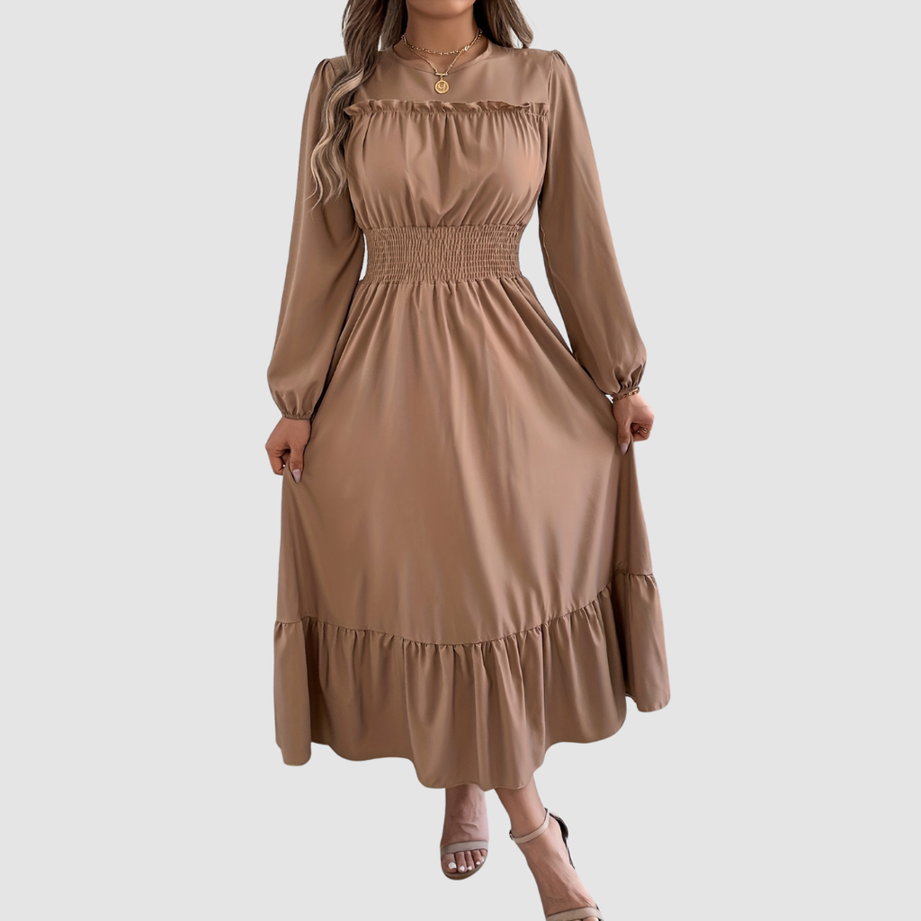 ISOLA | Navy Ruffled Hem Midi Dress
