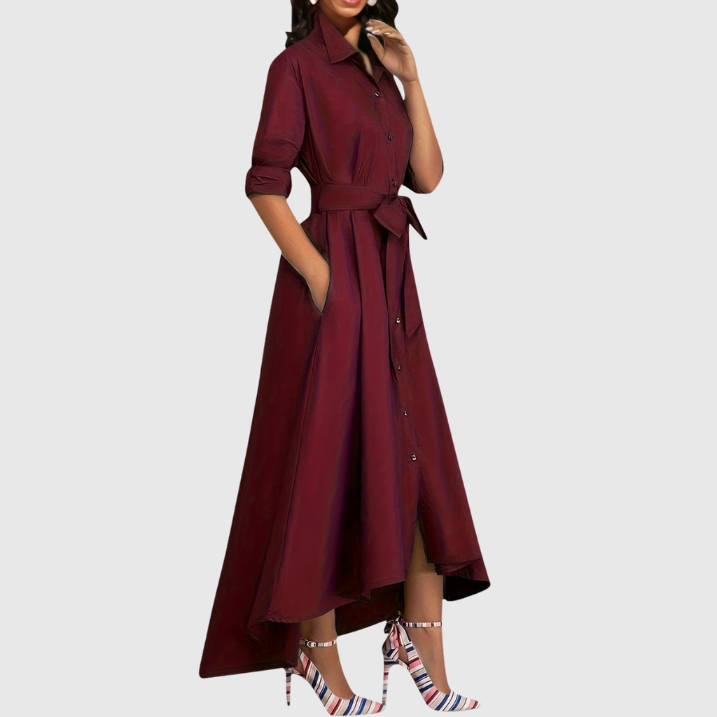 LIVIENNE | Elegant Button-Front Maxi Dress