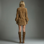 Turtleneck Mini Dress With Vintage Charm