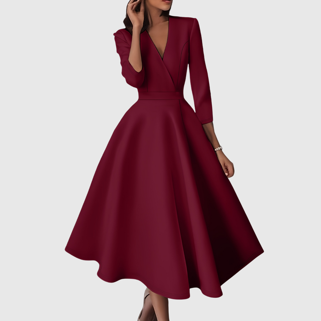 AVELIE | High-Waisted Slim-Fit Midi Dress With Fairy Charm