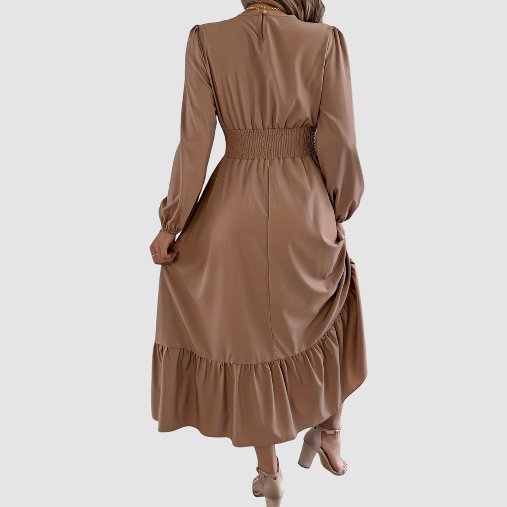 ISOLA | Navy Ruffled Hem Midi Dress