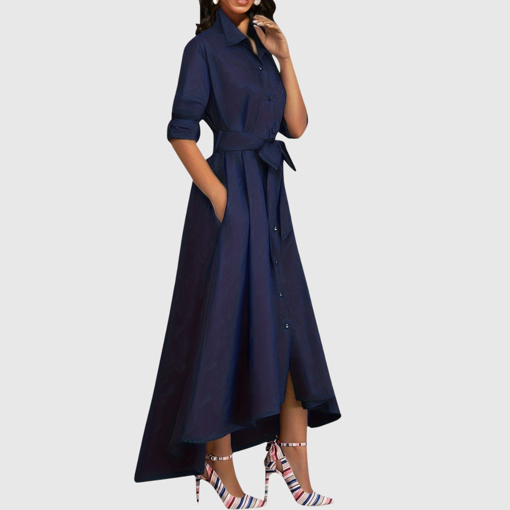 LIVIENNE | Elegant Button-Front Maxi Dress