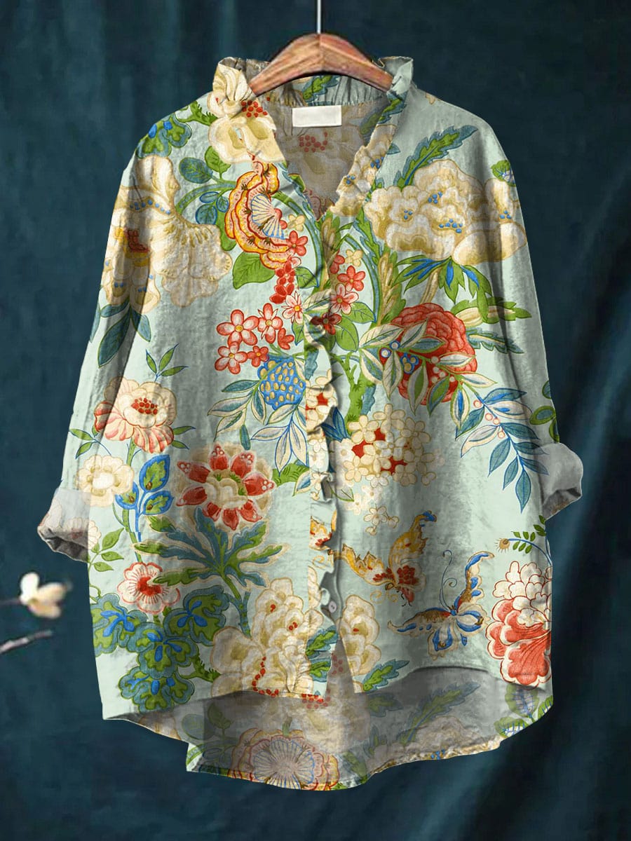 ORLINA | Floral Print Blue Everyday Blouse