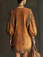 SAVANNA | Western Style Maxi Dress With Bell Sleeves