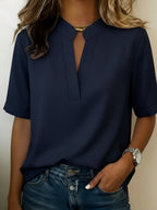 ELISE | Elegant Short Sleeve V-Neck Blouse