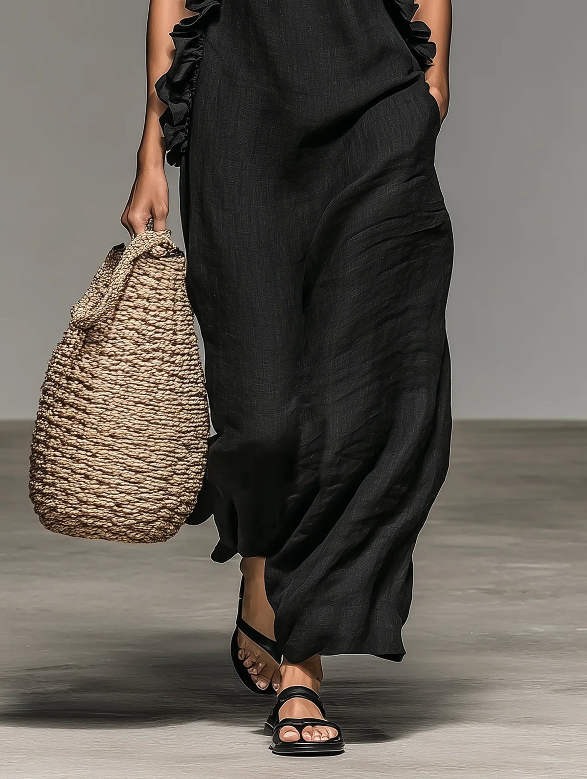 ALIETTE | Flowy Maxi Dress With Ruffles And Pockets