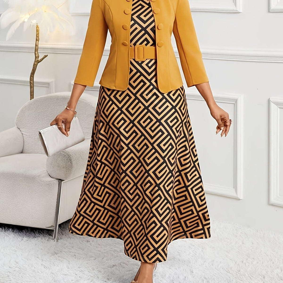 AMELIE | Printed Belted Two-Piece Set
