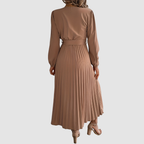CELESTE | Pleated Long-Sleeve Midi Dress