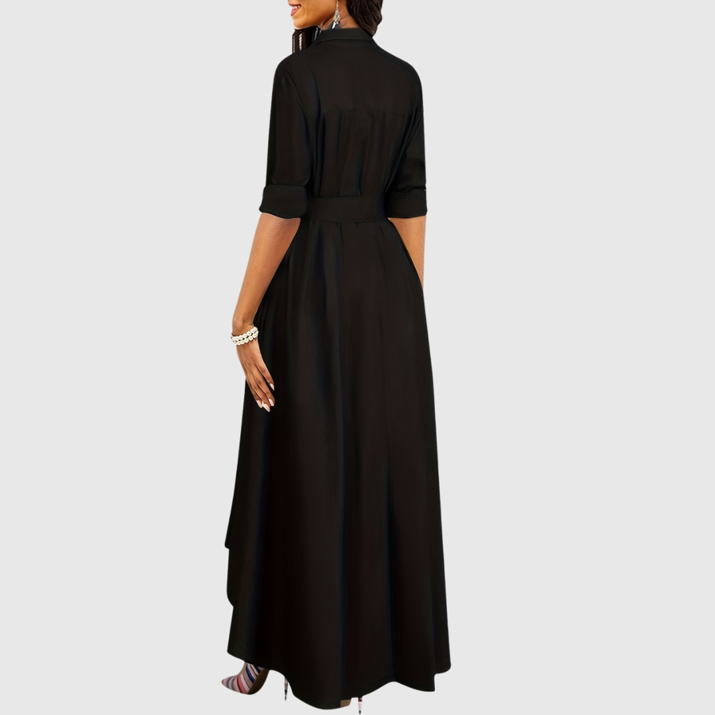 LIVIENNE | Elegant Button-Front Maxi Dress