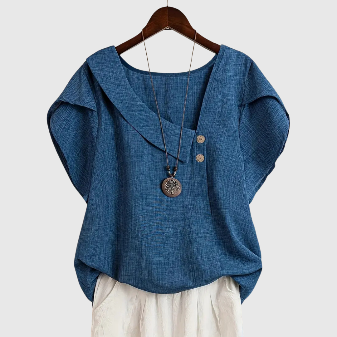MARCELLINE | Asymmetrical Neckline Blouse