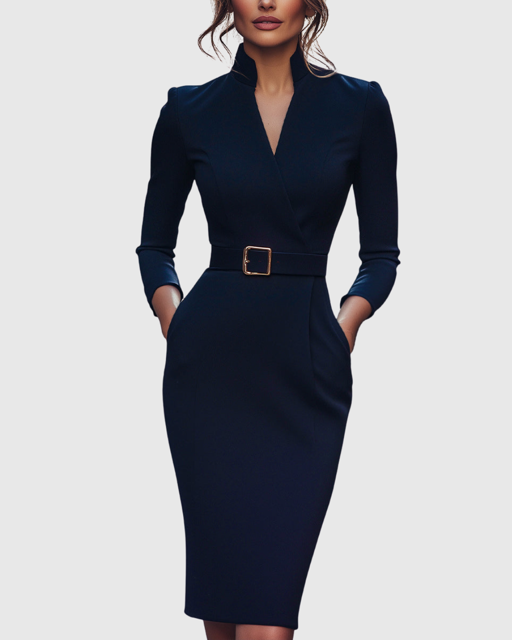 CLARIBEL | Refined Black Midi Dress