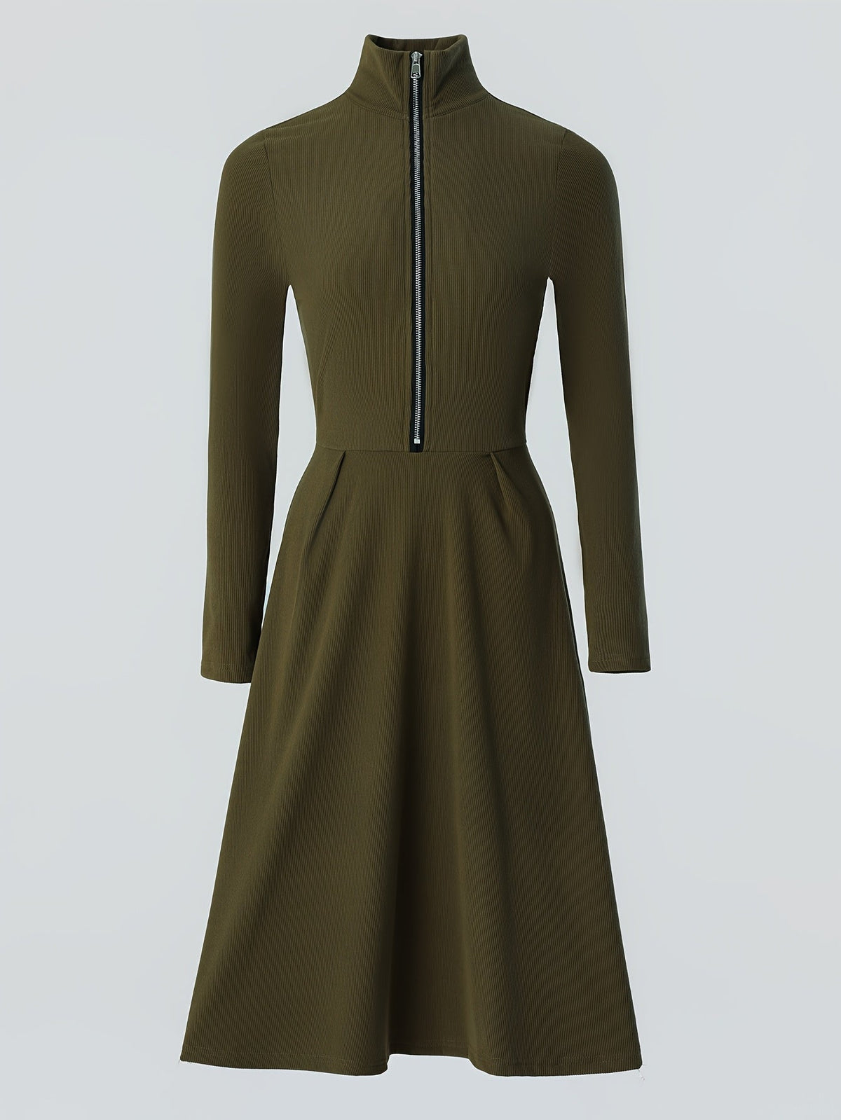 ZINNIA | Zippered Long Sleeve Dress With Stretch Fabric