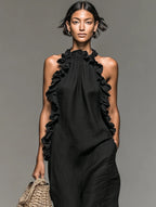 ALIETTE | Flowy Maxi Dress With Ruffles And Pockets