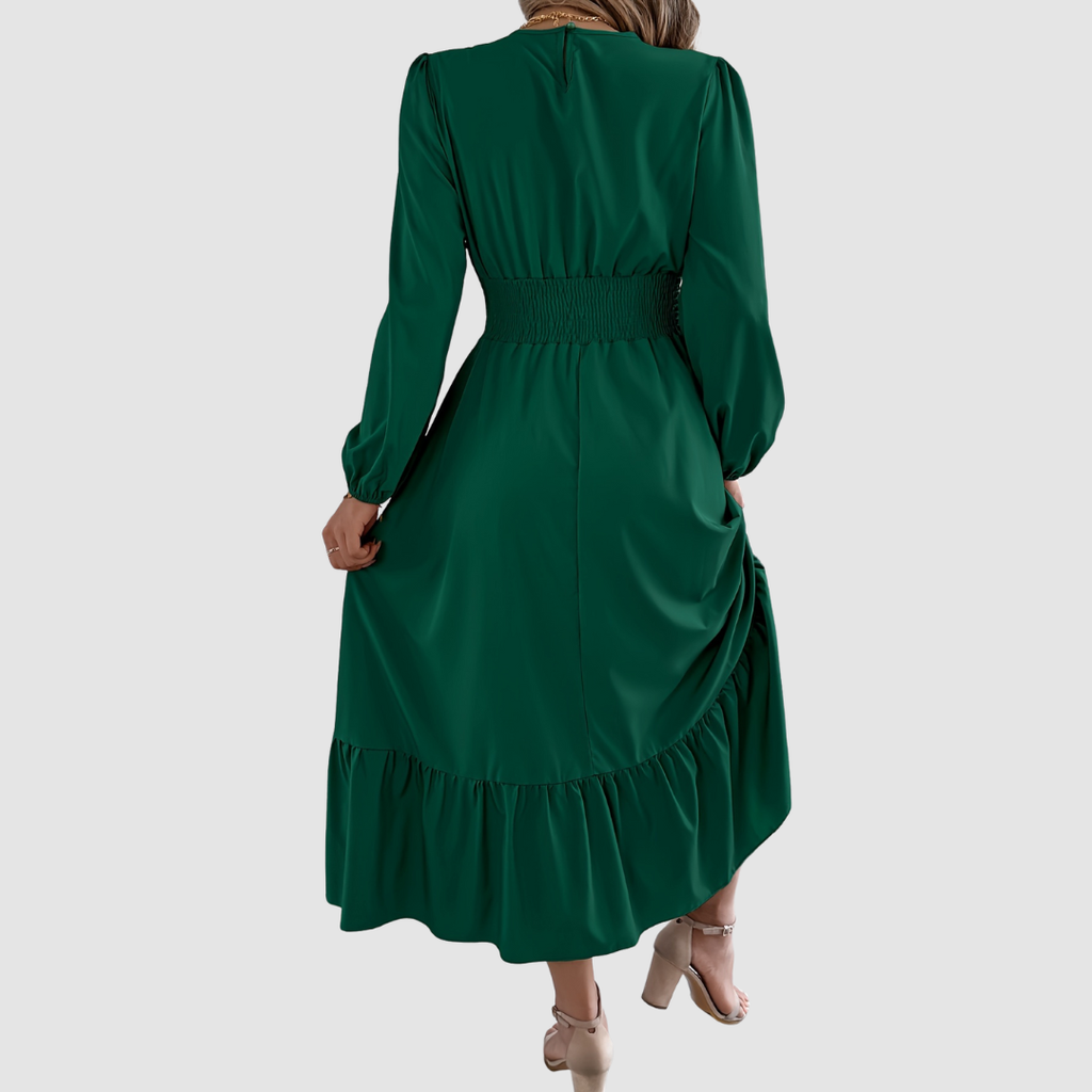 ISOLA | Navy Ruffled Hem Midi Dress