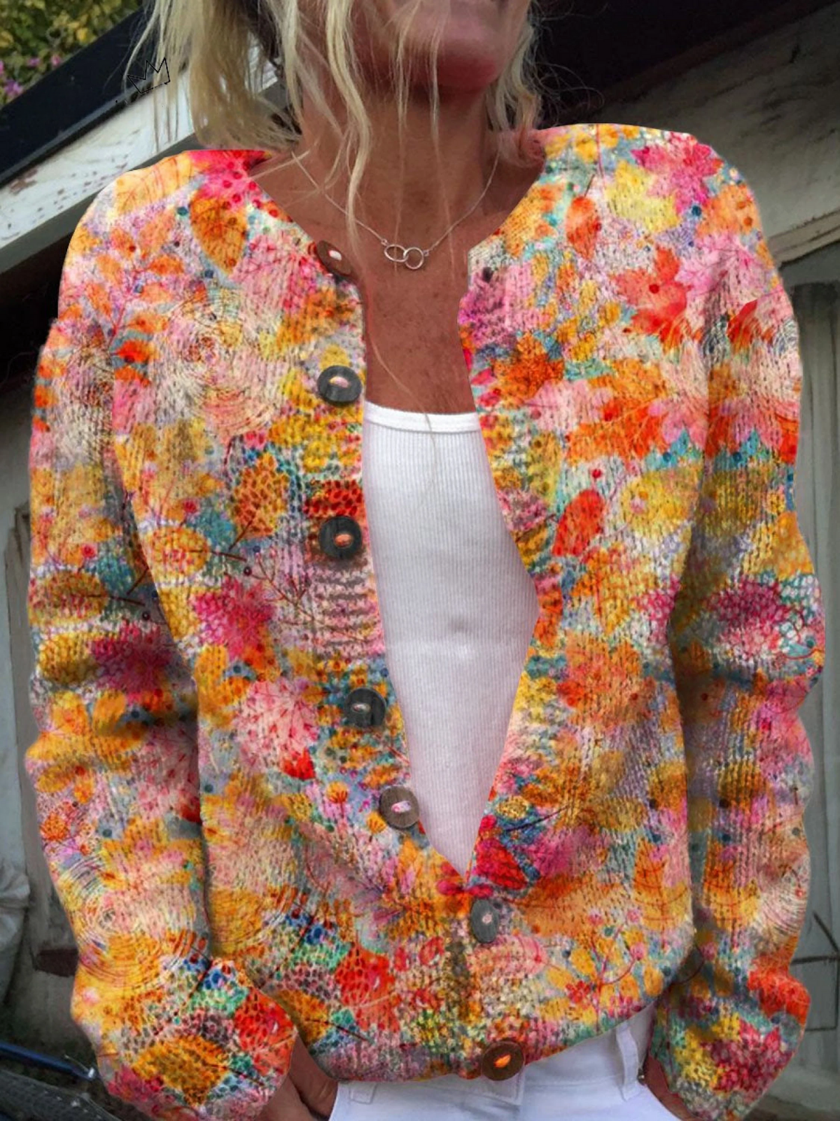 HELENA | Floral Print Teal Knit Cardigan