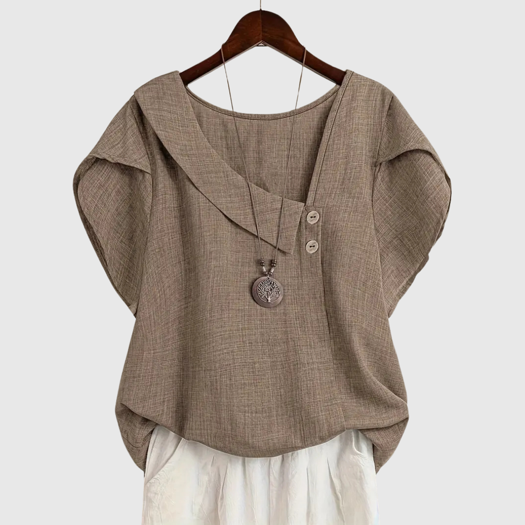 MARCELLINE | Asymmetrical Neckline Blouse