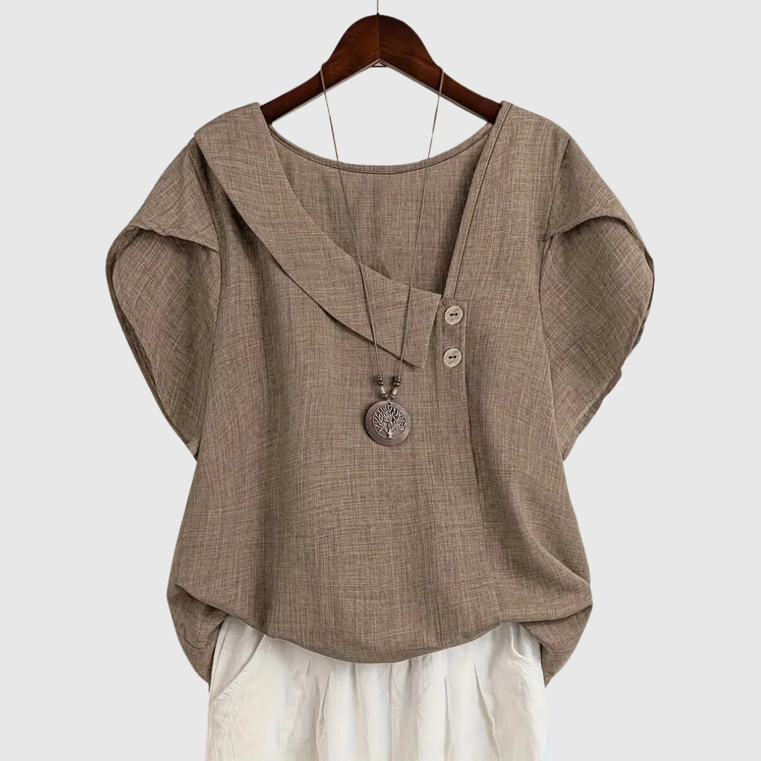 MARCELLINE | Asymmetrical Neckline Blouse