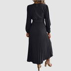 CELESTE | Pleated Long-Sleeve Midi Dress