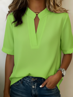 ELISE | Elegant Short Sleeve V-Neck Blouse