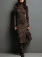 SERAPHINA | High Neck Long Sleeve Midi Dress