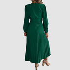 CELESTE | Pleated Long-Sleeve Midi Dress