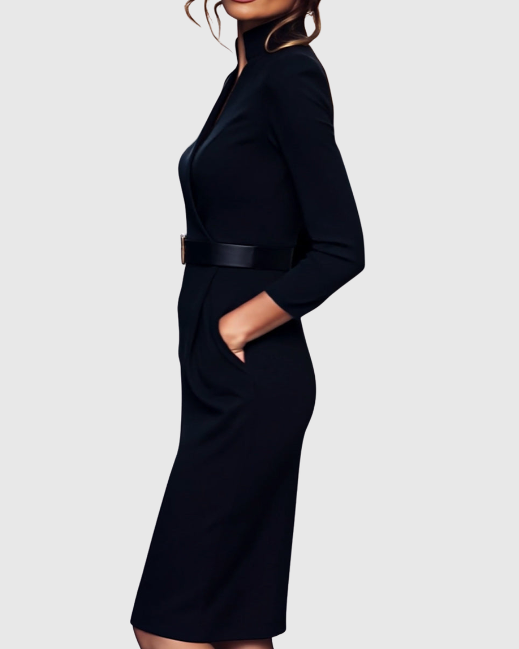 CLARIBEL | Refined Black Midi Dress