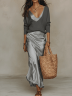 Effortless Ivory Knit Midi Ensemble