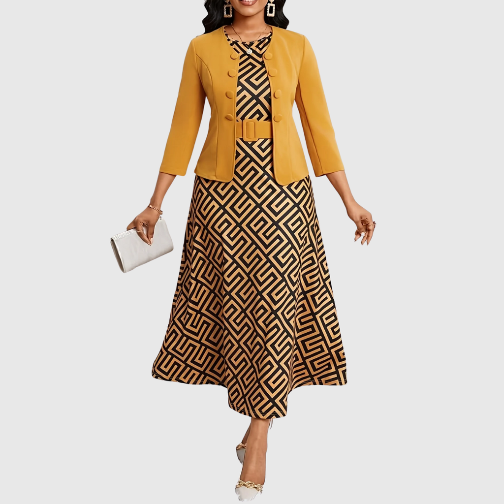 AMELIE | Printed Belted Two-Piece Set