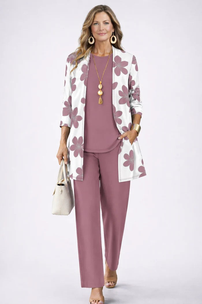 MARGARET | Draped Three-Piece Trouser Set Open-Front