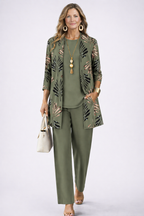 BEATRICE | Botanical Print Three-Piece Trouser Set